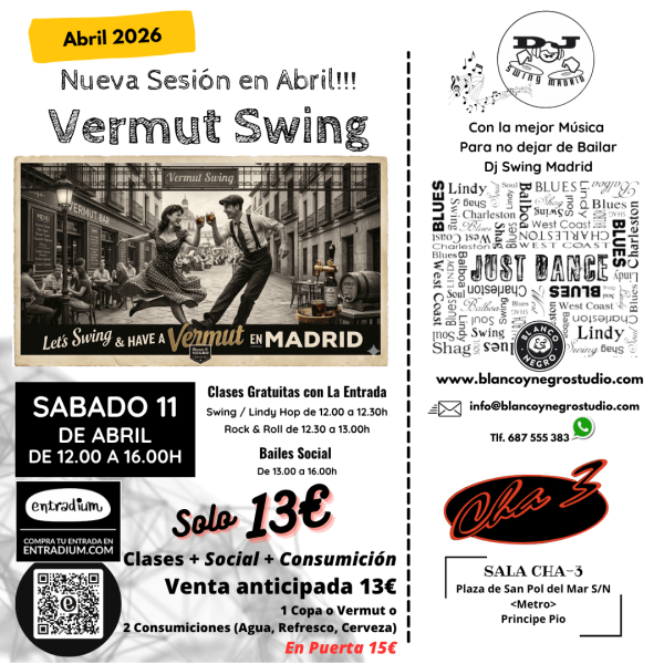 Academias, Clases de Baile y Eventos de Swing, Lindy Hop, Jazz Step, Rock & Roll Blues y West Coast Swing en Madrid (Spain)