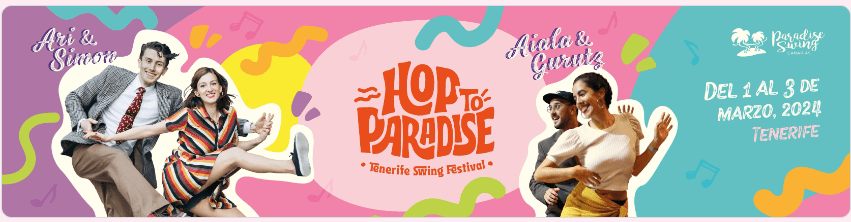 Hop to Paradise en marzo en Tenerife con Paradise Swing Canarias, descuento para soci@s